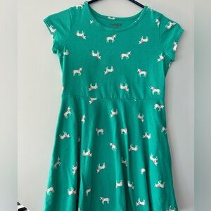 Cat & Jack Green casual dress with unicorn accents  girls size 7/8